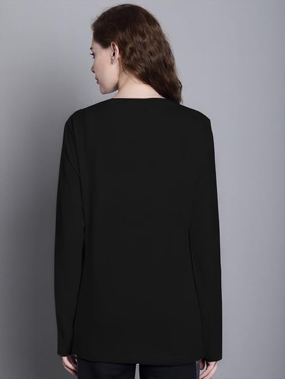 JOVELLA Pure Cotton Round Neck Regular Fit Solid Full Sleeve T-Shirt for Women & Girls in 6 Colors